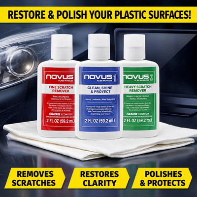 NOVUS PK1-2 Plastic Clean and Shine, Fine Scratch Remover and Heavy-scratch 