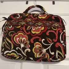 VERA BRADLEY Computer Laptop Green Floral Soft Shell Case Bag Carrier 15" x 12"