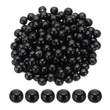 10mm Wooden Beads for Craft Making, 200 Pcs Loose Spacer Beads, Black