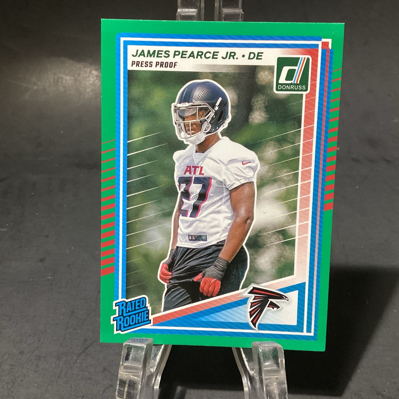 🔥 2025 Donruss James Pearce Jr 363 Rated Rookie Green Press Proof Falcons 🔥