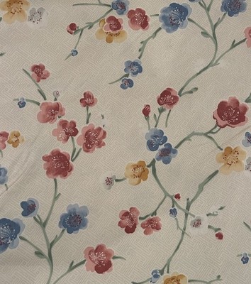 Vintage House 'N Home Fabric Floral Japanese Kimono Style Screen Print BTY x 54 