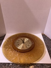 Indiana Glass Co. Tiara Amber Daisy Pattern 12" Vintage Glass Clock*not working*
