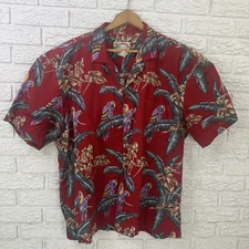 Paradise Found Hawaiian Aloha Shirt Red Jungle Bird Magnum PI Mens XL USA Rayon