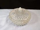 Fenton #3880 French Opalescent Glass Hobnail Low Covered Candy Dish Box INV2