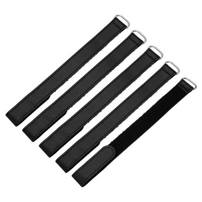 5Pcs Battery Tie Down Straps 0.8x10'' Black Leather Hold Down Hook Loop Straps