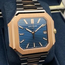 New Patek Philippe Cubitus 5821/1AR-001 Date 45 Steel Rose Gold Blue Watch 3