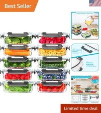 10 Pack Glass Meal Prep Containers, 22 OZ Glass Airtight Food Storage Contain...