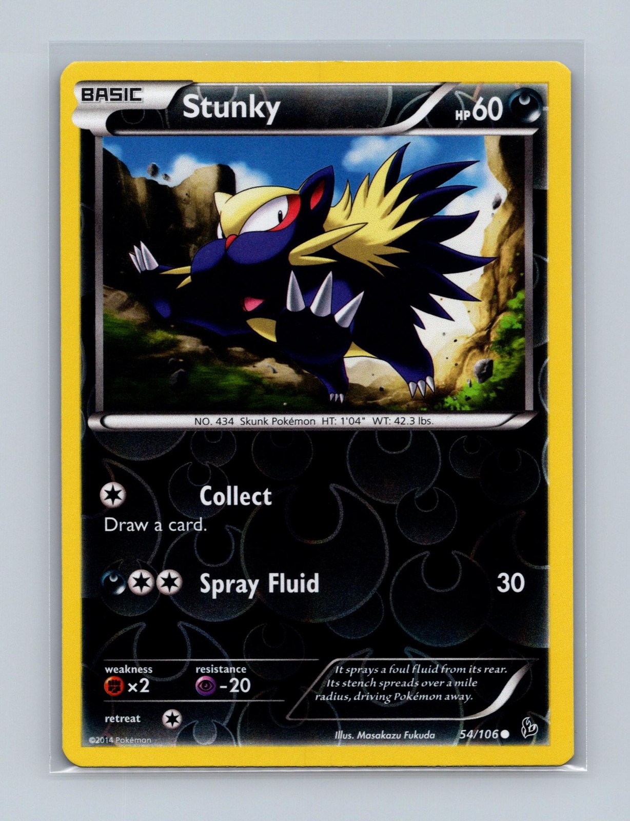 Stunky 54/106 Common Flashfire Pokemon Reverse Holo Lightly Played