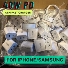 40W PD USB C Fast Charger Cube Type C Cable For iPhone 17 16 15 14 13 12 11 Lot