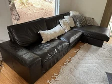 Black sectional leather sofa
