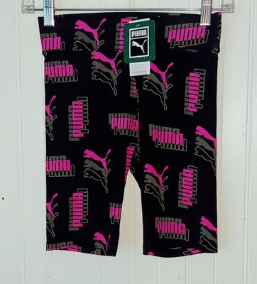 New  PUMA  Activewear Bike Shorts Logo Print Youth Girls Sz Large  (12-14) NWT 