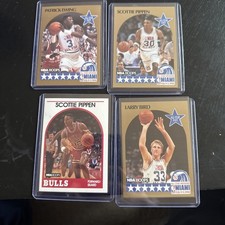1989 And And 1990 NBA Hoops 4 Card Lot Ewing, Larry Bird And Scottie Pippen (2)