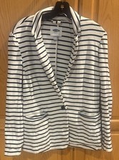 Old Navy Women s Navy Blue and White Striped Blazer Cotton Blend Size Medium