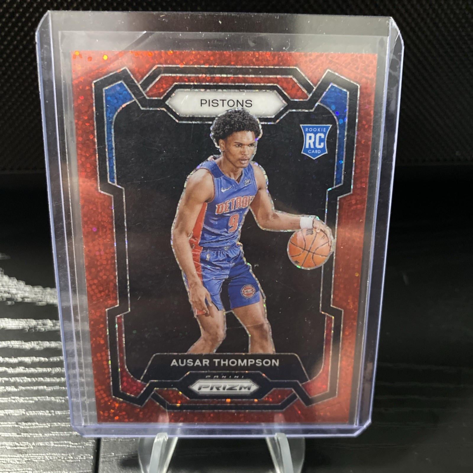2023-24 Ausar Thompson Panini Prizm #178 Red Sparkle Prizm Rookie RC - Pistons