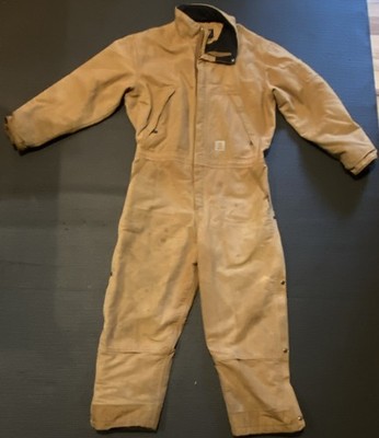 Carhartt Men's Loose Fit Brown Canvas Cotton Coveralls L Short OX4388-M