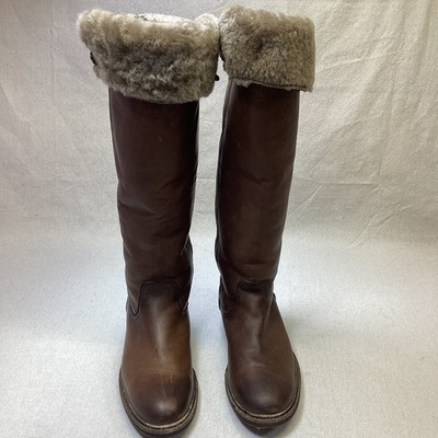 FRYE  Boots Women s Size 10 B MARA Button Distressed Leather Shearling Fur