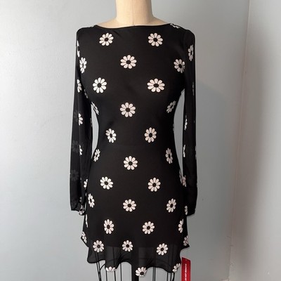 NWT REALISATION PAR Claudia Shiffer Silk Mini Cosima Dress BLACK Daisy Size  S | eBay