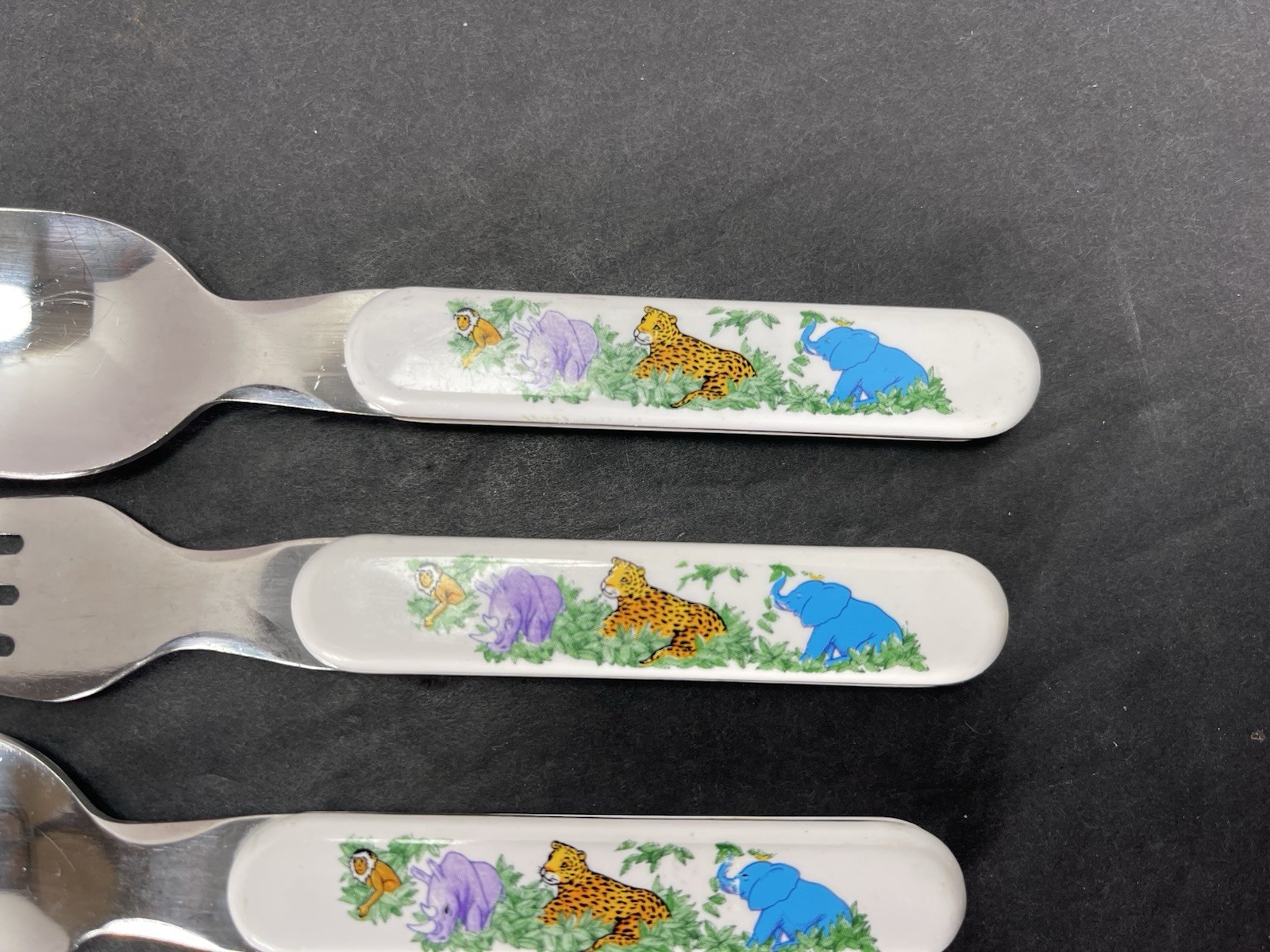 Vintage Children's Fork and Spoon Lot Of 2 Anacapa Zoo Animals line from 80’s