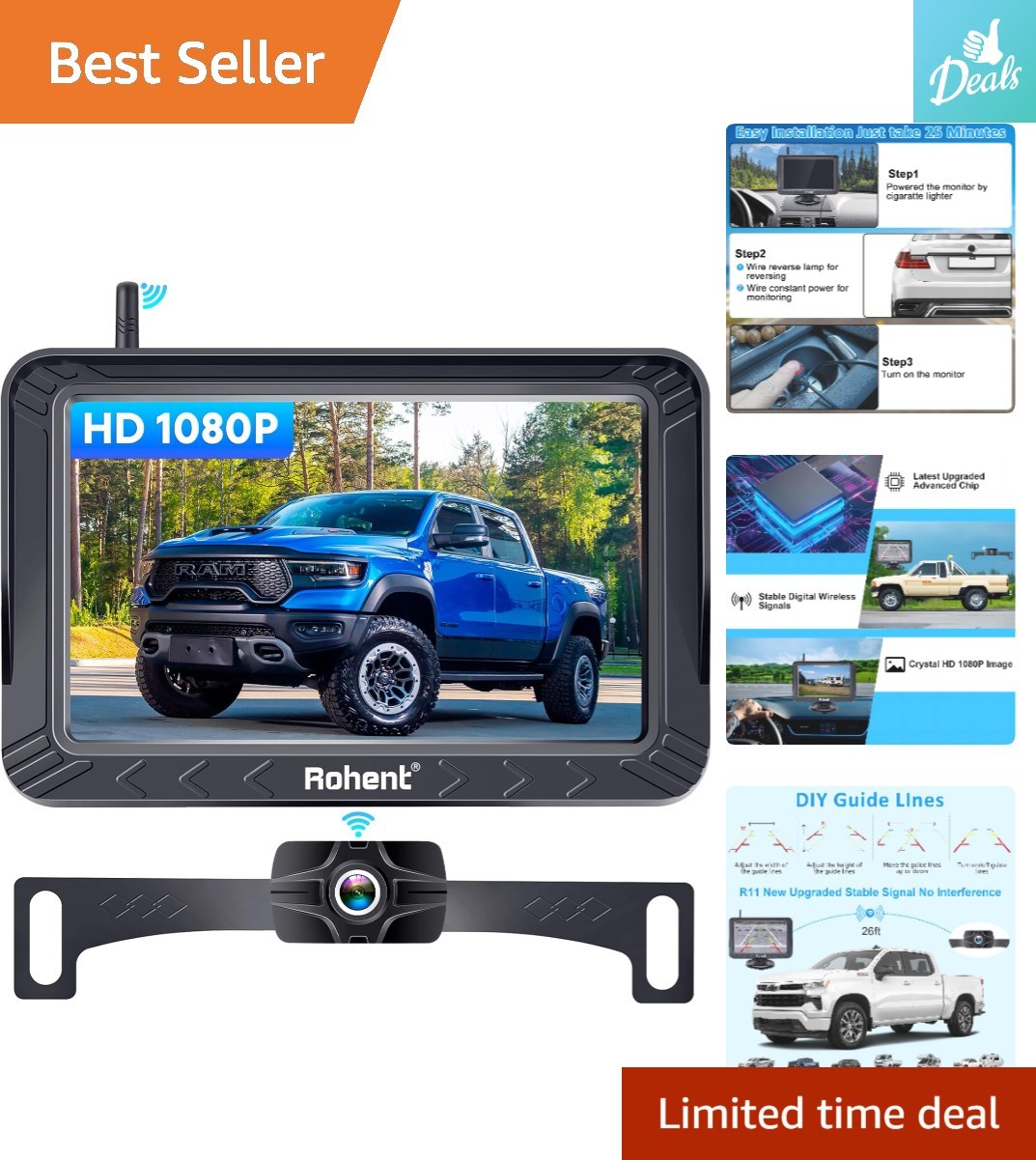 Crystal Clear 1080P HD Wireless Rear Camera - Perfect for Trucks & Vans
