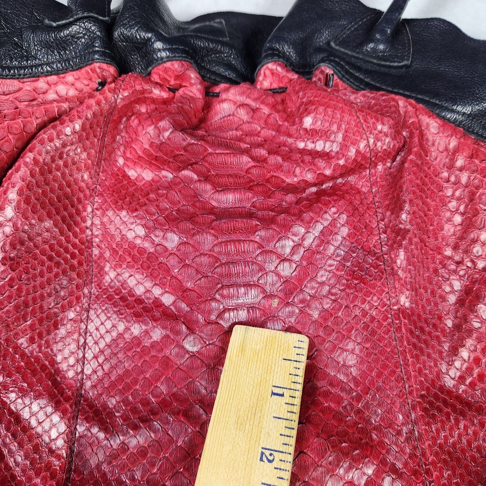 B. May Genuine Red Python Snakeskin Leather Draws… - image 9