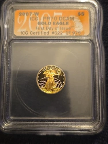 2007 W AMERICAN GOLD EAGLE ICG PF70 DCAM FDOI GUARANTEED BEAUTIFUL COIN!