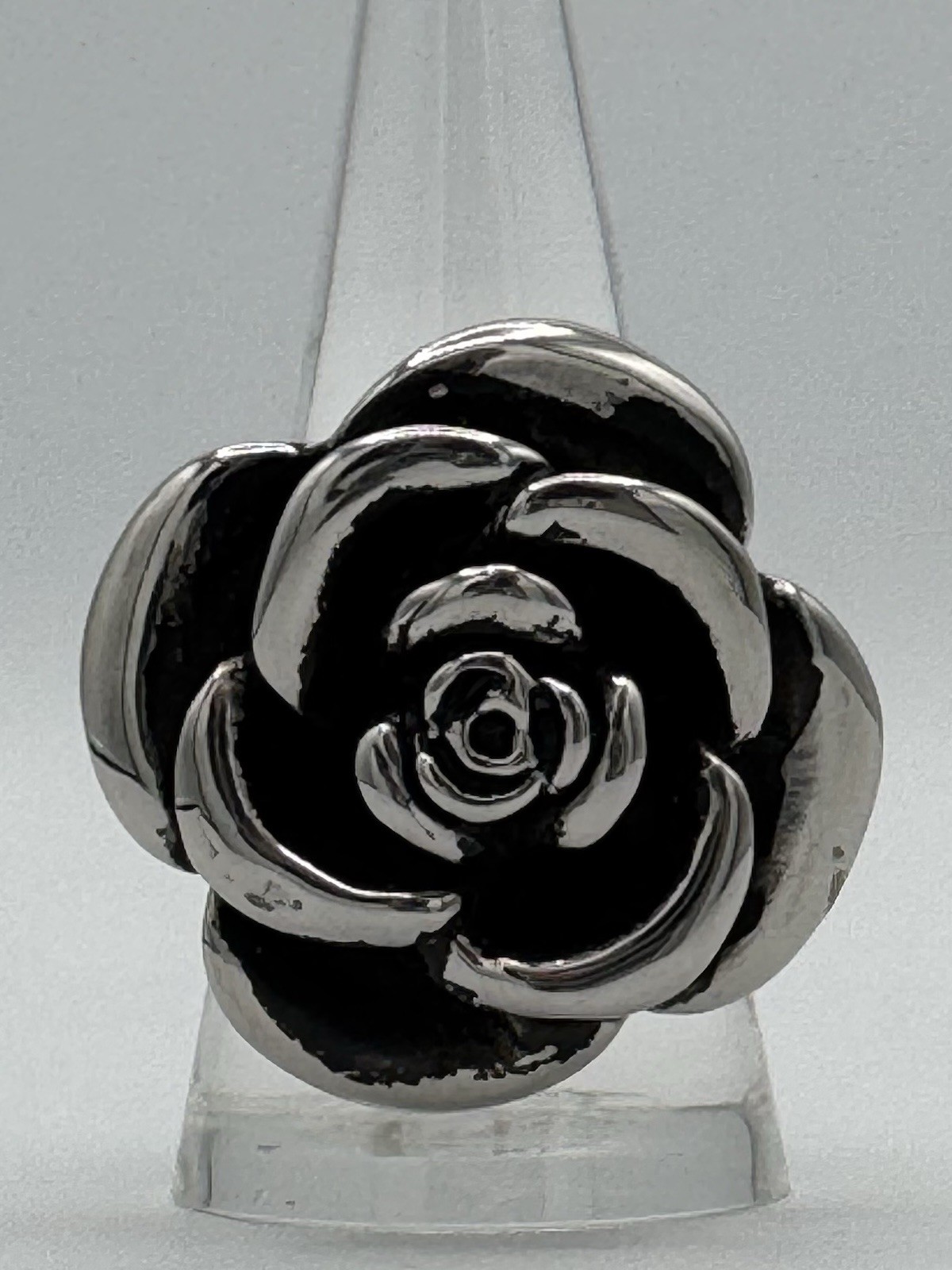 Bold Black Rose Statement Ring Stainless Steel Si… - image 2