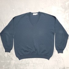 St Croix Knits Sweater Mens Large Navy Blue Long Sleeve 100% Wool Made in USA