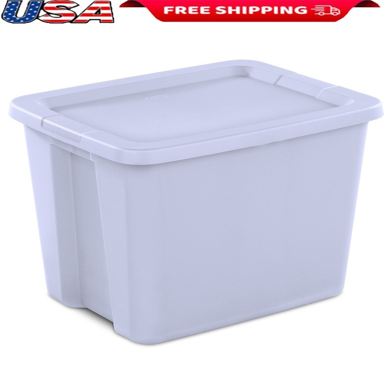 18-Gallon Stackable Plastic Storage Bin with Snap-On Lid for Organization