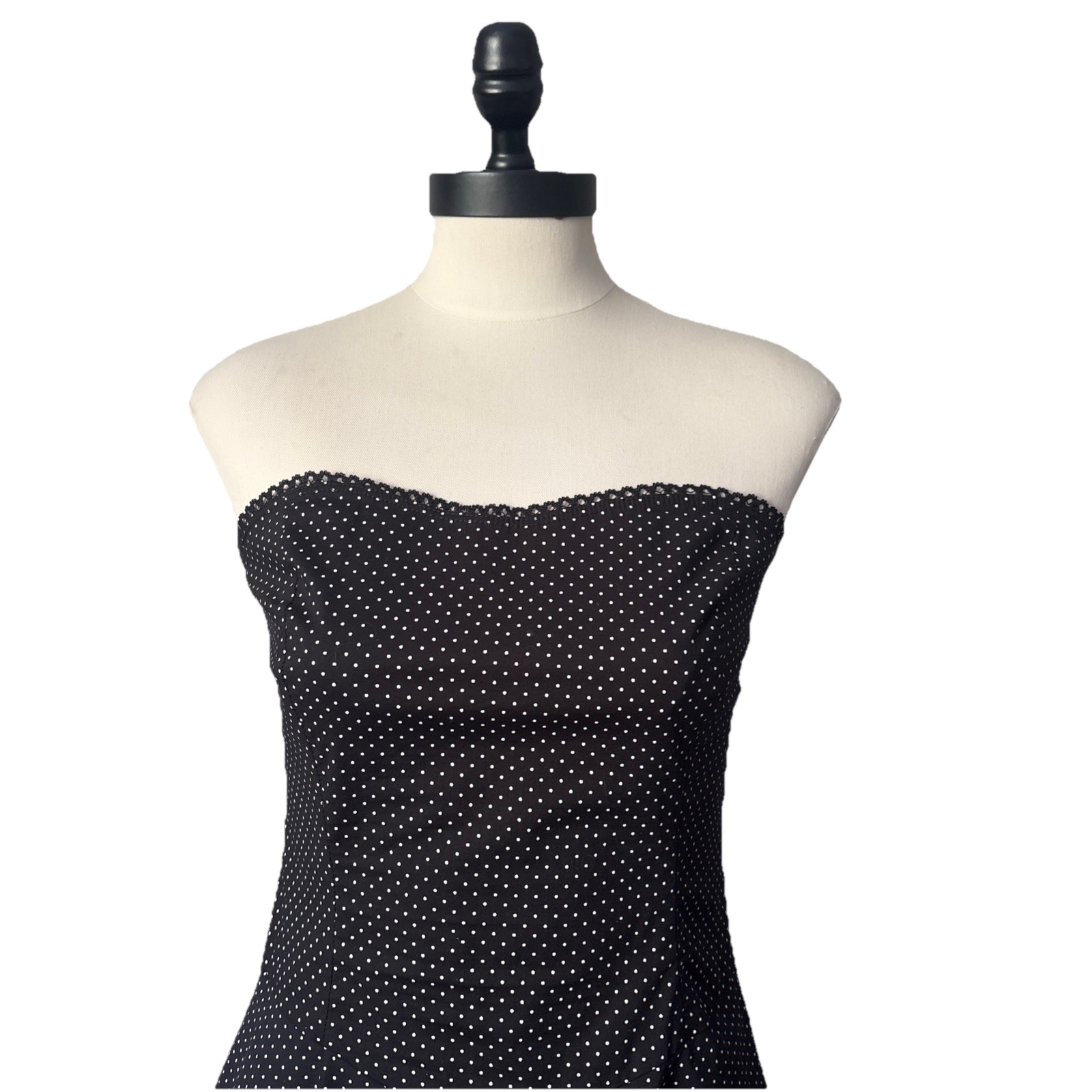 EUC Ruby Rox Black white polka-dot Strapless Butt… - image 4