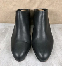 Soludos Brooke Black Leather Mules Clogs Block Heel Women's Size 9 Office Boho