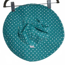 RuffleButts Girls Reversible Teal Polka Dot & Stripe Sun Hat Size 3T-5