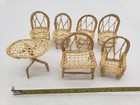 Vintage Natural Tan Rattan Dollhouse Furniture Lot 7pc Wicker Set 1:12 Sc. Boho — photo 5