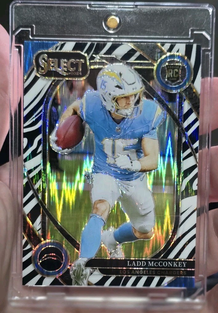 2024 Panini Select Ladd McConkey Chargers Zebra Prizm Rookie Club Level #268