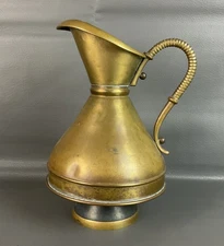 Vintage Dayagi Brass and Verdigris Jug Pitcher  from Israel 1950's