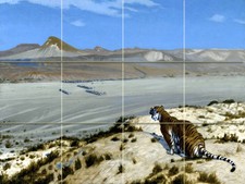 Art Landscape Tiger Mural Ceramic Backsplash Bath Tile 2053