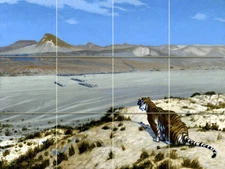 Art Landscape Tiger Mural Ceramic Backsplash Bath Tile #2053