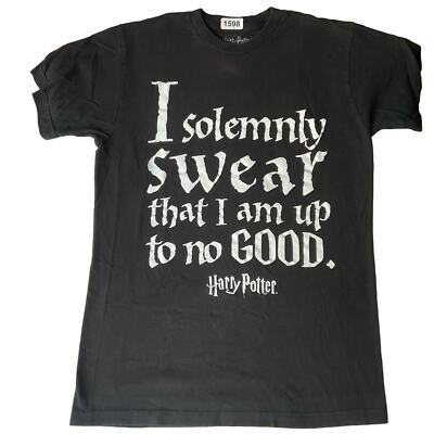 Harry Potter Women s Short Sleeve T-shirt size M,Black, I Swear Am Up To No Good