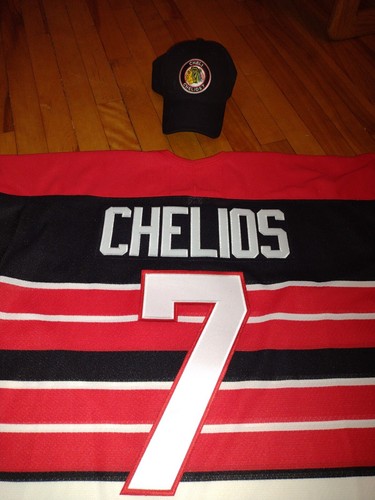 Chicago Blackhawks CCM Heritage Jersey Chelios 7 NHL Hockey Jersey. Sz. XL & Cap - Picture 4 of 12