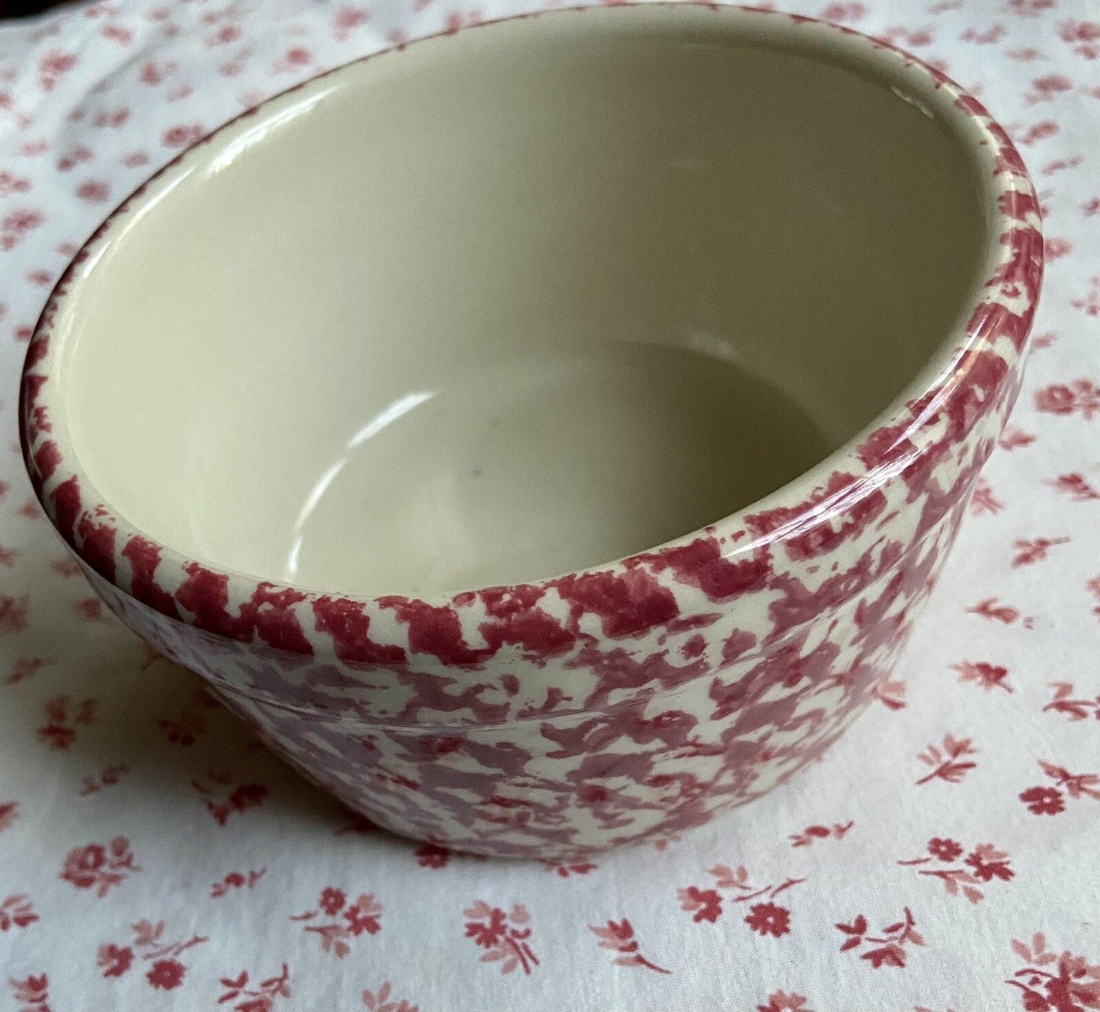 Vintage HENN Pottery Red Spongeware Butter Crock 5” Bowl Dish eBay