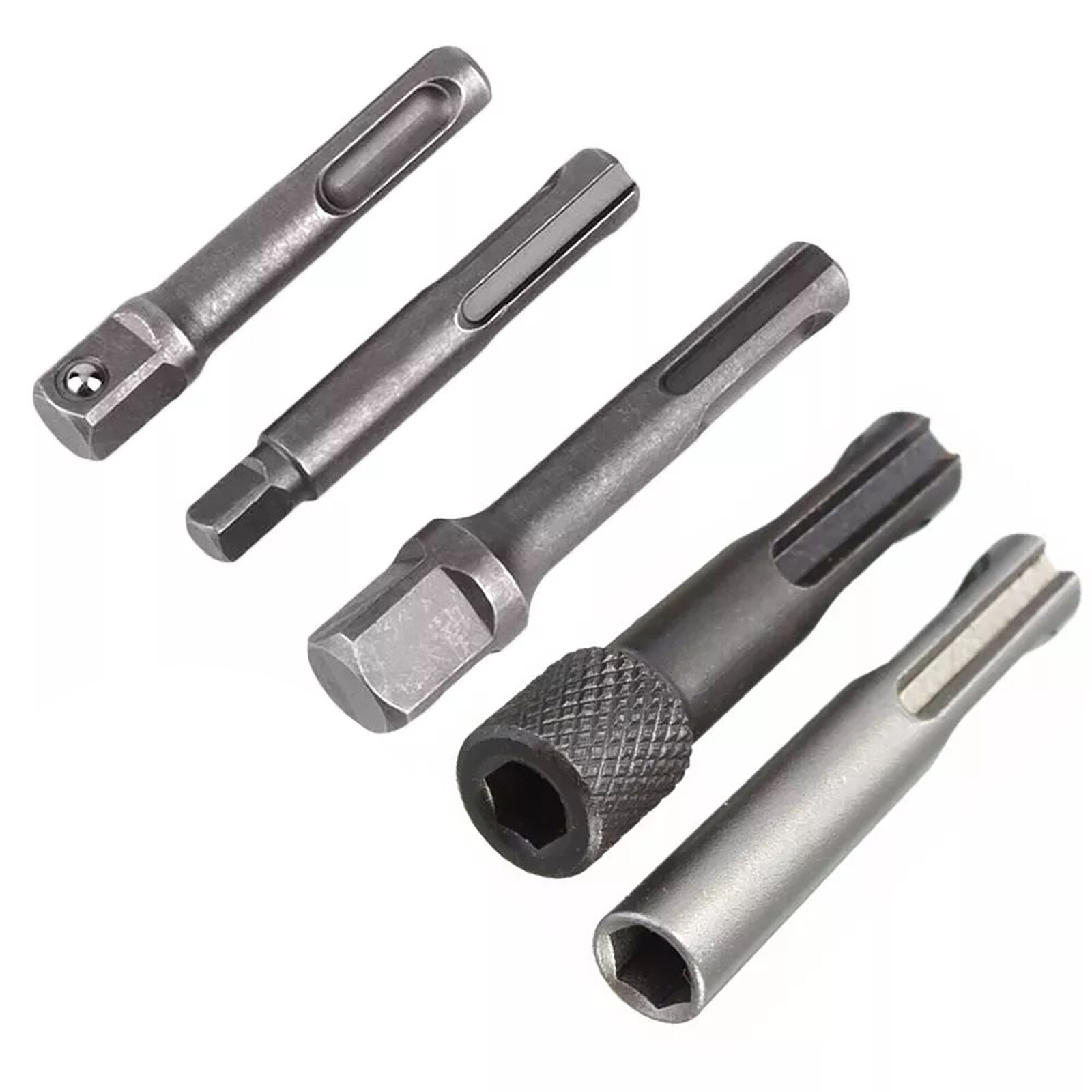 5pcs SDS Plus 1/4 Hex Socket Driver Tool Drill Bit Chuck Adaptor Bar Kit Set