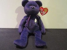 PRINCESS DIANA Ty 1997 Beanie Baby 1st Edition purple bear Rare, Mint condition