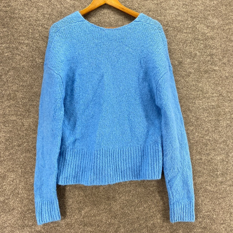 Suéter Pullover H&M Mujer XS Azul Tejido Lana Cuello en V Manga Larga Informal Sólido Foto 2 de 4