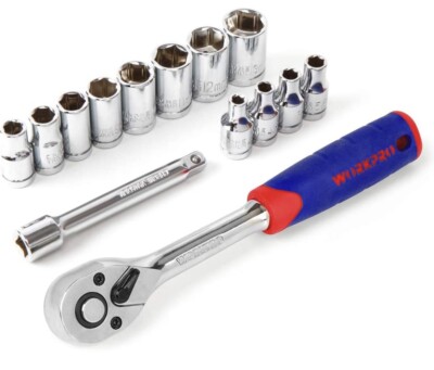 Workpro 13-tlg metrisch Schraubenschlüssel Steckschlüsselsatz 4-13mm Schnellspanner Verlängerung