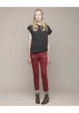 ISABEL MARANT ETOILE Ivo skinny zipper cords CORDUROY CROP PANTS Red 42