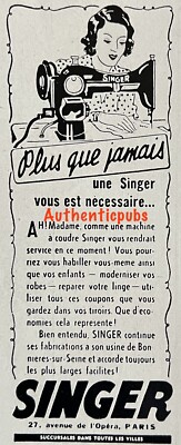 SINGER AD SEWING MACHINE MORE THAN EVER NEEDED 1940 AD PUB RARE