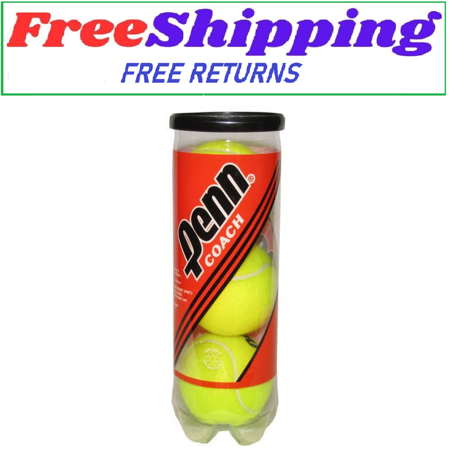 Penn Coach Tennis Ball Can, Pressurized, 3 New Practice Balls eBay