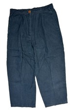 Vintage 80s Womens Small Linen Pleated Cropped Relaxed Pants USA Lagenlook
