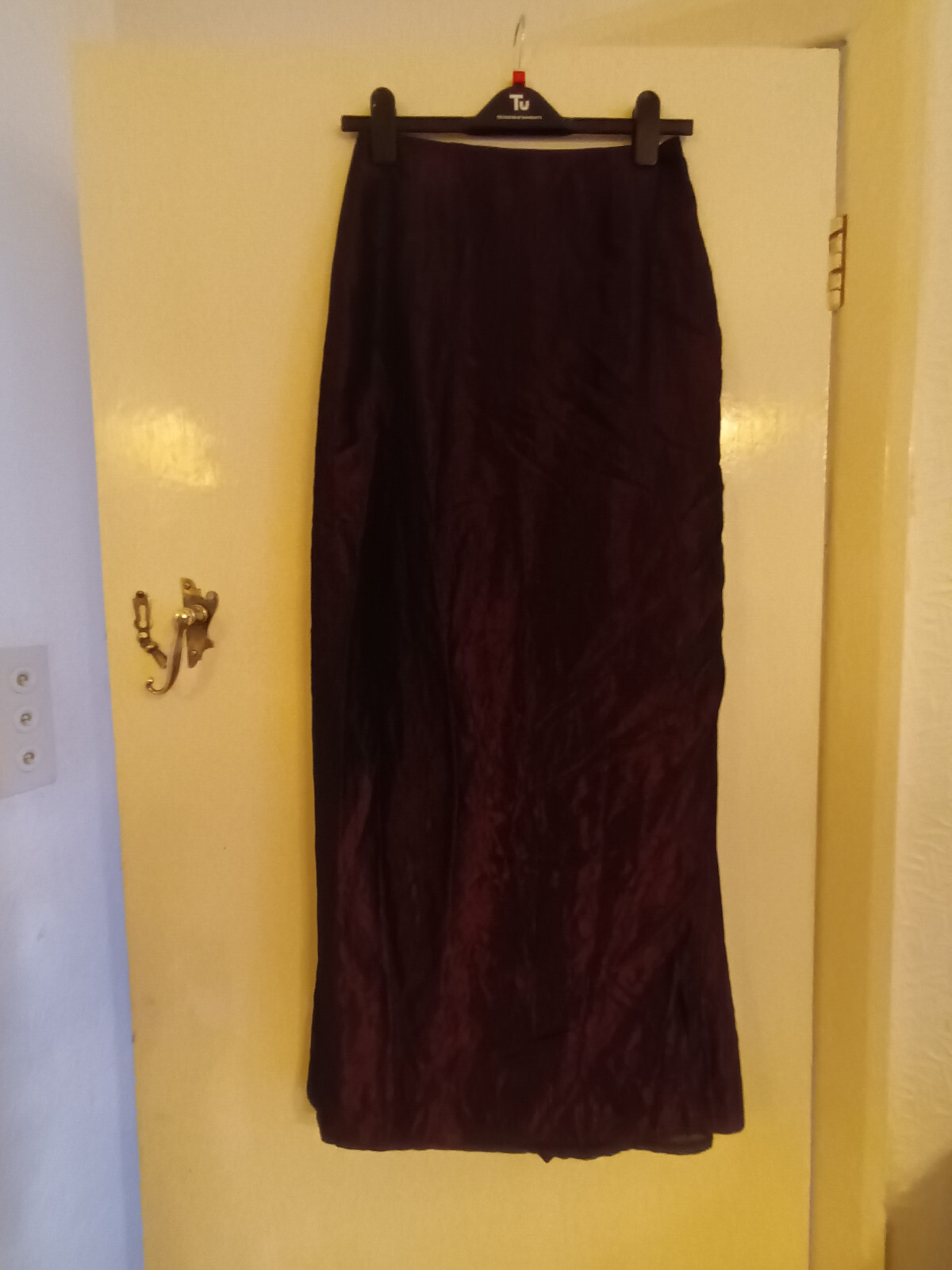 Dark Purple Crease Effect Lined Maxi Skirt in Size 6
