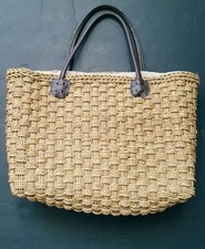 Large Woven Wicker Rattan Straw Handbag Tote Purse Bag Unique