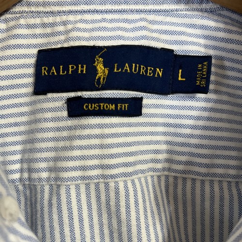 RALPH LAUREN Custom Fit Blue & White Stripe Button Down Shirt - Picture 2 of 6